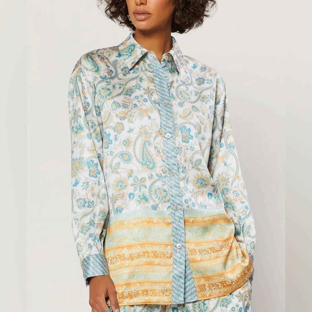 Current Air Mixed Pattern Button Up Blouse size XS